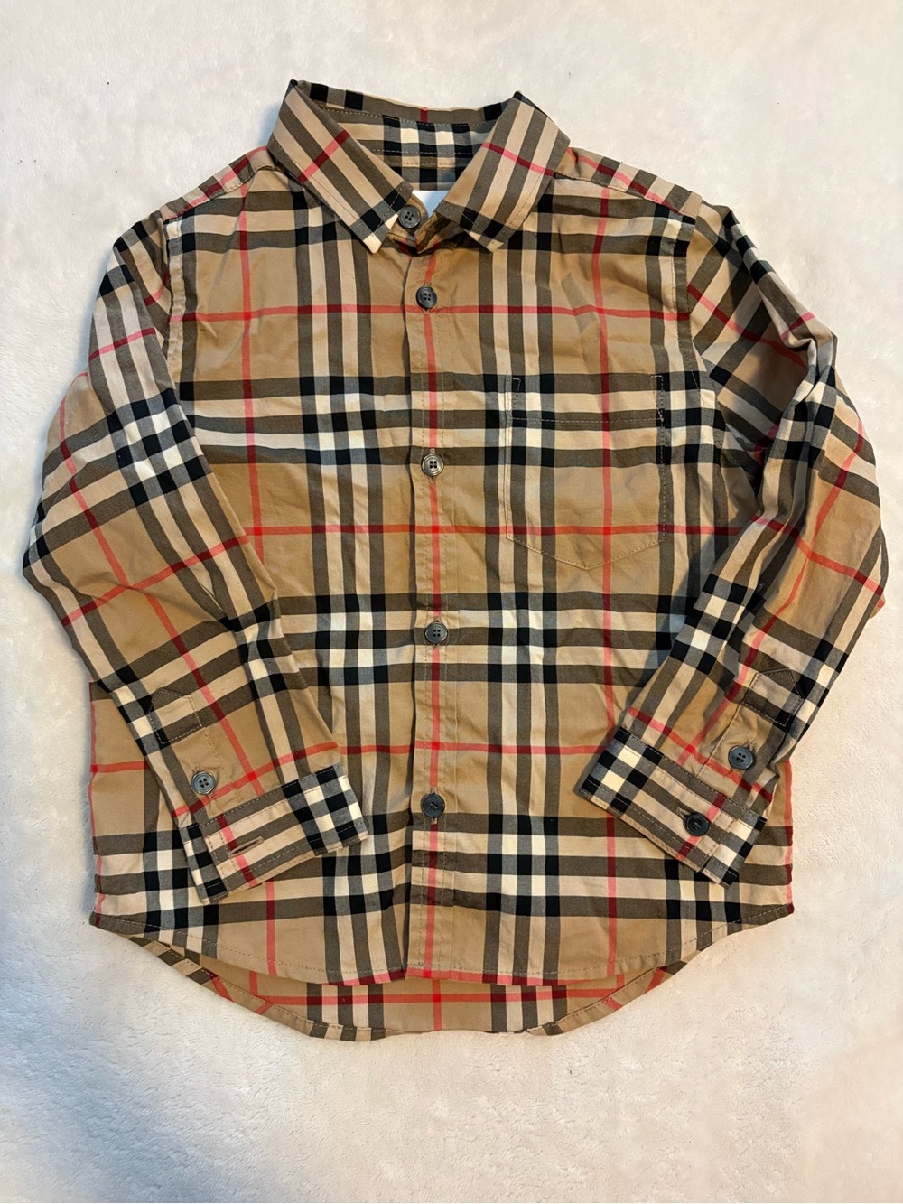 Burberry Tan, Black & Red Classic Plaid Button-Down Shirt - Men